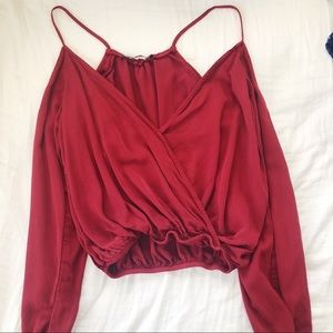 brandy melville maroon off the shoulder top